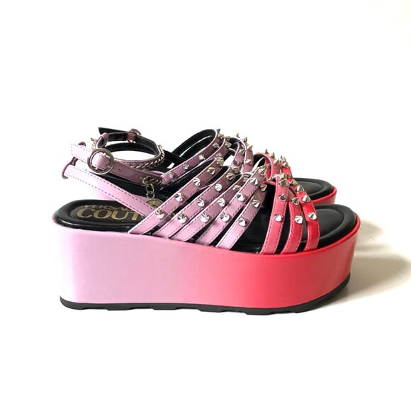 NWOB Versace Jeans Couture Mallory Platform Sandals Womens 35 5 Purple Red NEW - Picture 2 of 13